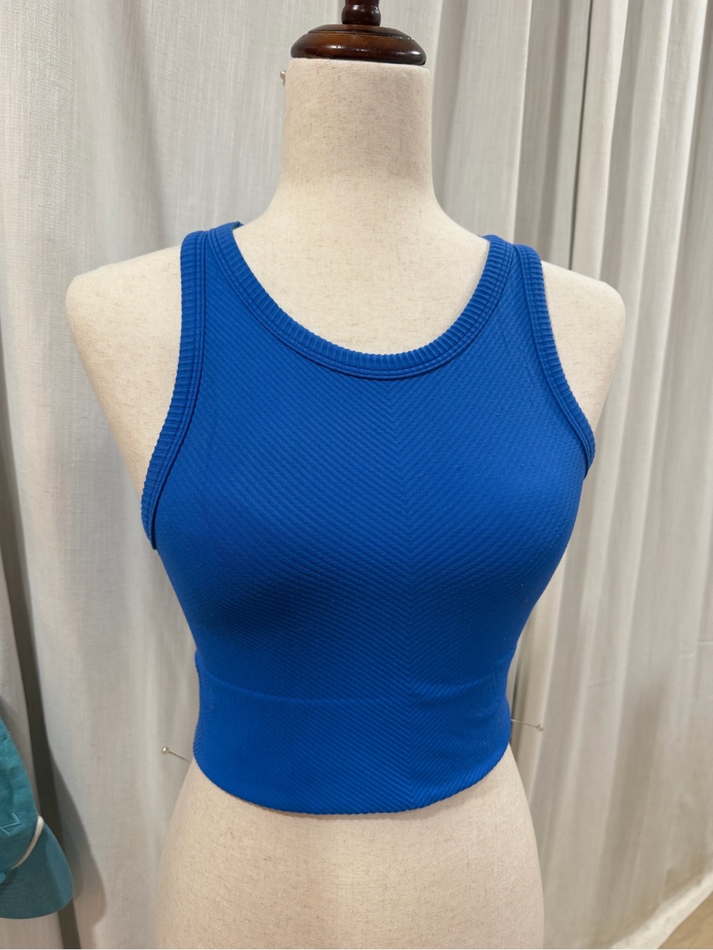 Nikibiki Electric Blue Ribbed Crop Tank Sports Bra